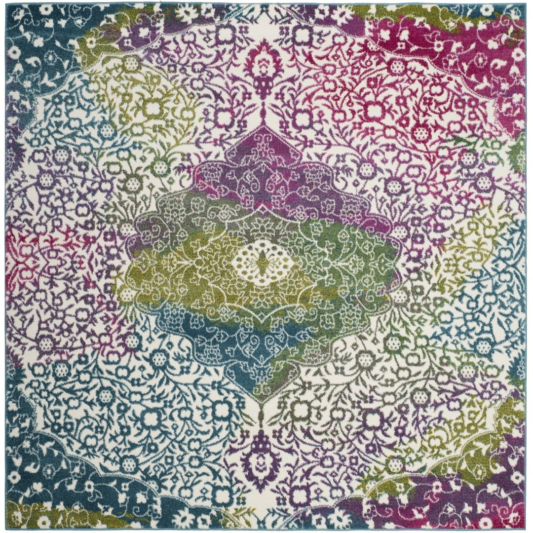 SAFAVIEH WTC672F Watercolor Ivory / Fuchsia Image 1