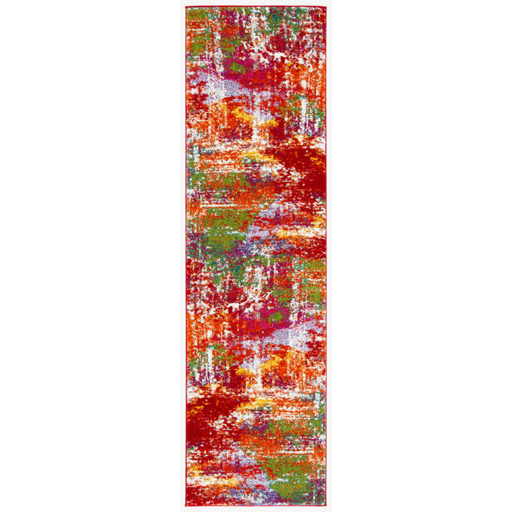 SAFAVIEH Watercolor Collection WTC695D Orange / Green Rug Image 1