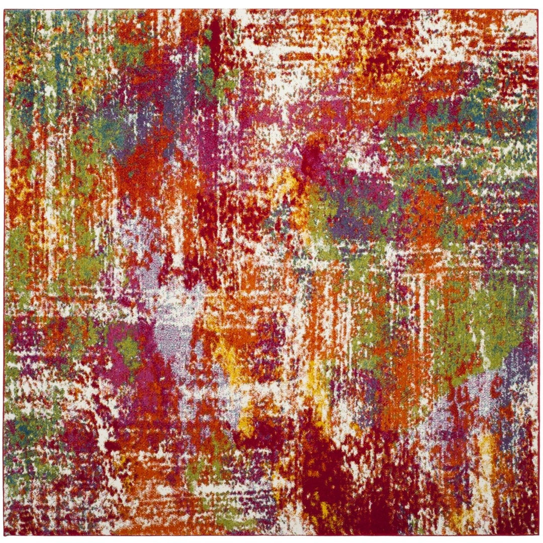 SAFAVIEH Watercolor Collection WTC695D Orange / Green Rug Image 1