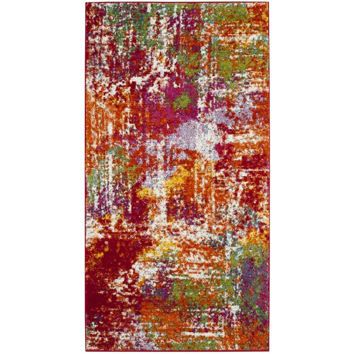 SAFAVIEH Watercolor Collection WTC695D Orange / Green Rug Image 1