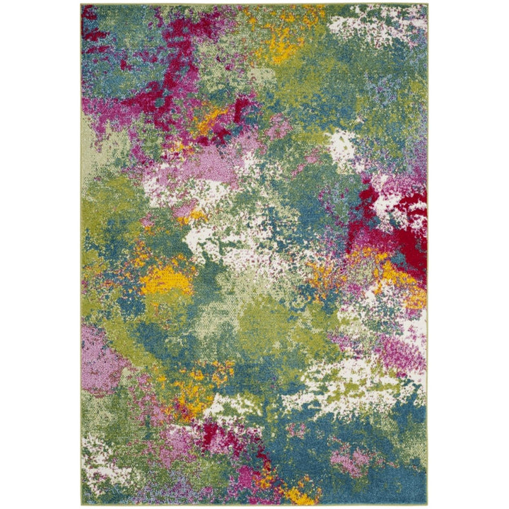 SAFAVIEH WTC697C Watercolor Green / Fuchsia Image 1