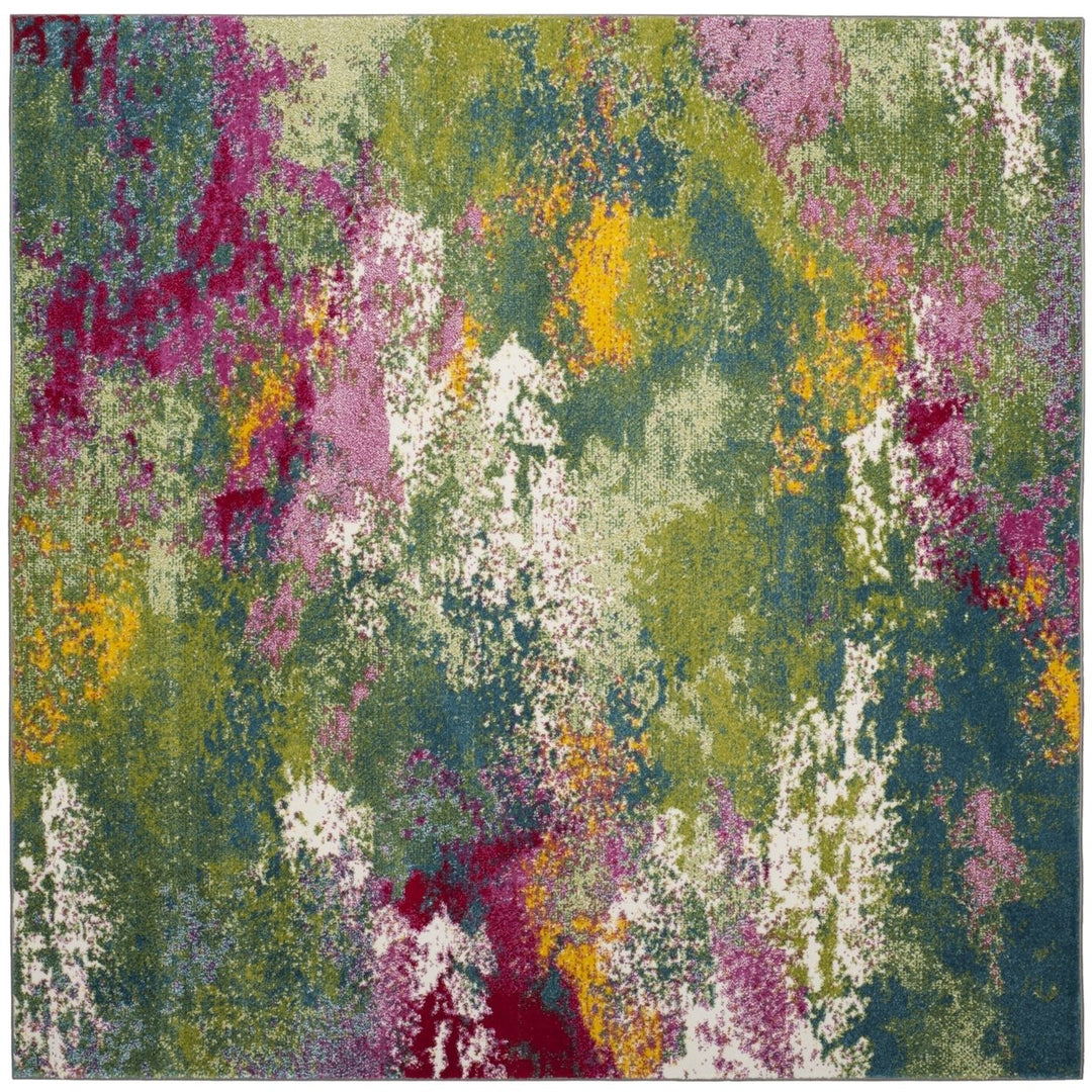 SAFAVIEH WTC697C Watercolor Green / Fuchsia Image 4