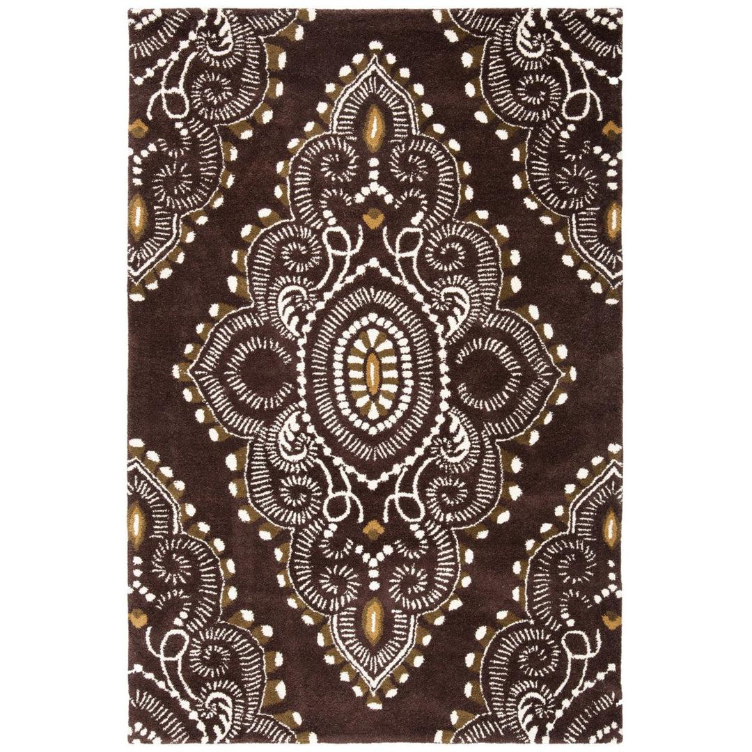 SAFAVIEH Wyndham WYD372B Handmade Brown / Ivory Rug Image 1