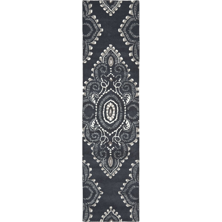 SAFAVIEH Wyndham WYD372C Handmade Dark Grey / Ivory Rug Image 1