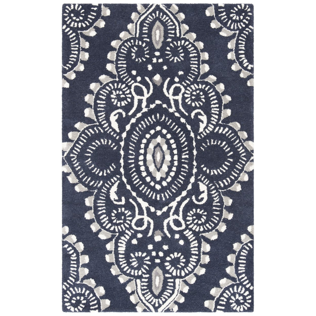 SAFAVIEH Wyndham WYD372C Handmade Dark Grey / Ivory Rug Image 1