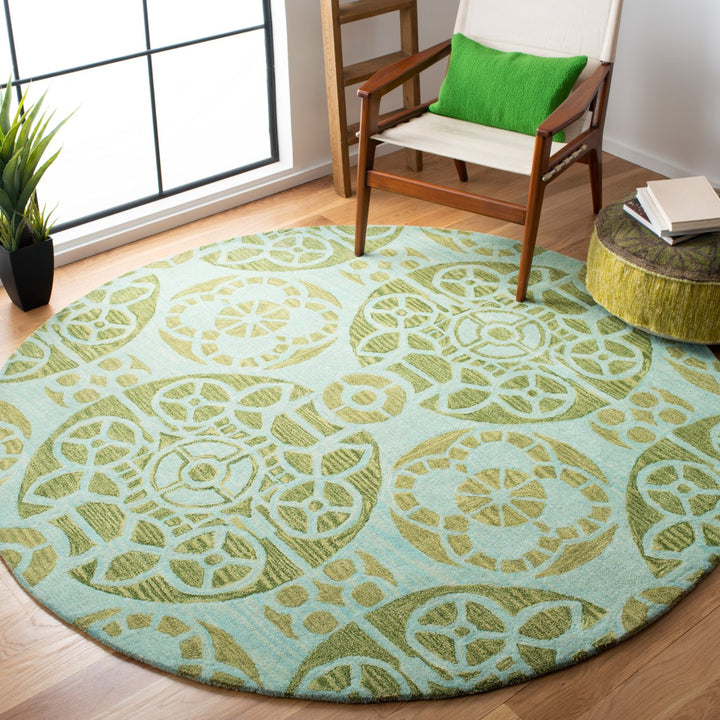 SAFAVIEH Wyndham WYD376K Handmade Turquoise / Green Rug Image 10