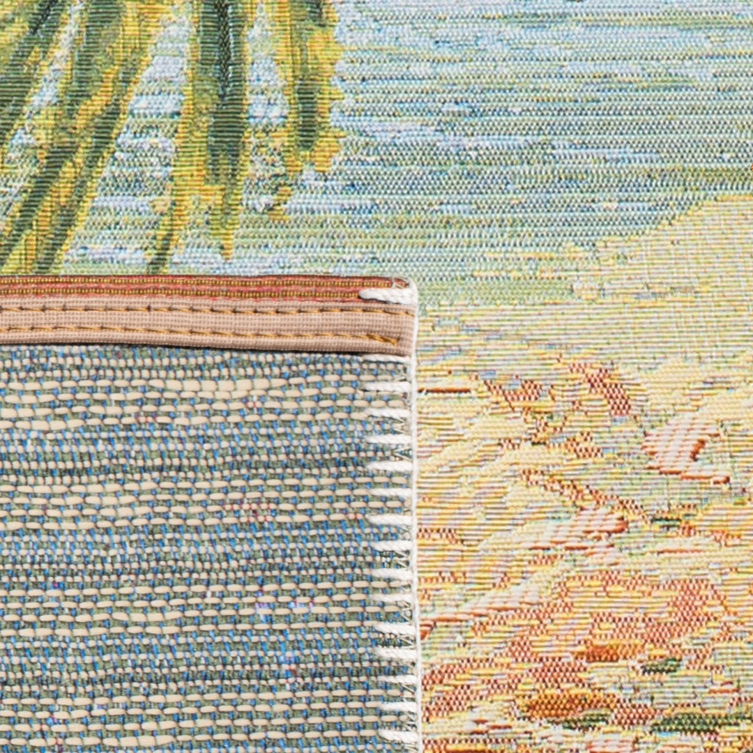 SAFAVIEH Outdoor BAR515A Barbados Collection Gold / Blue Rug Image 7