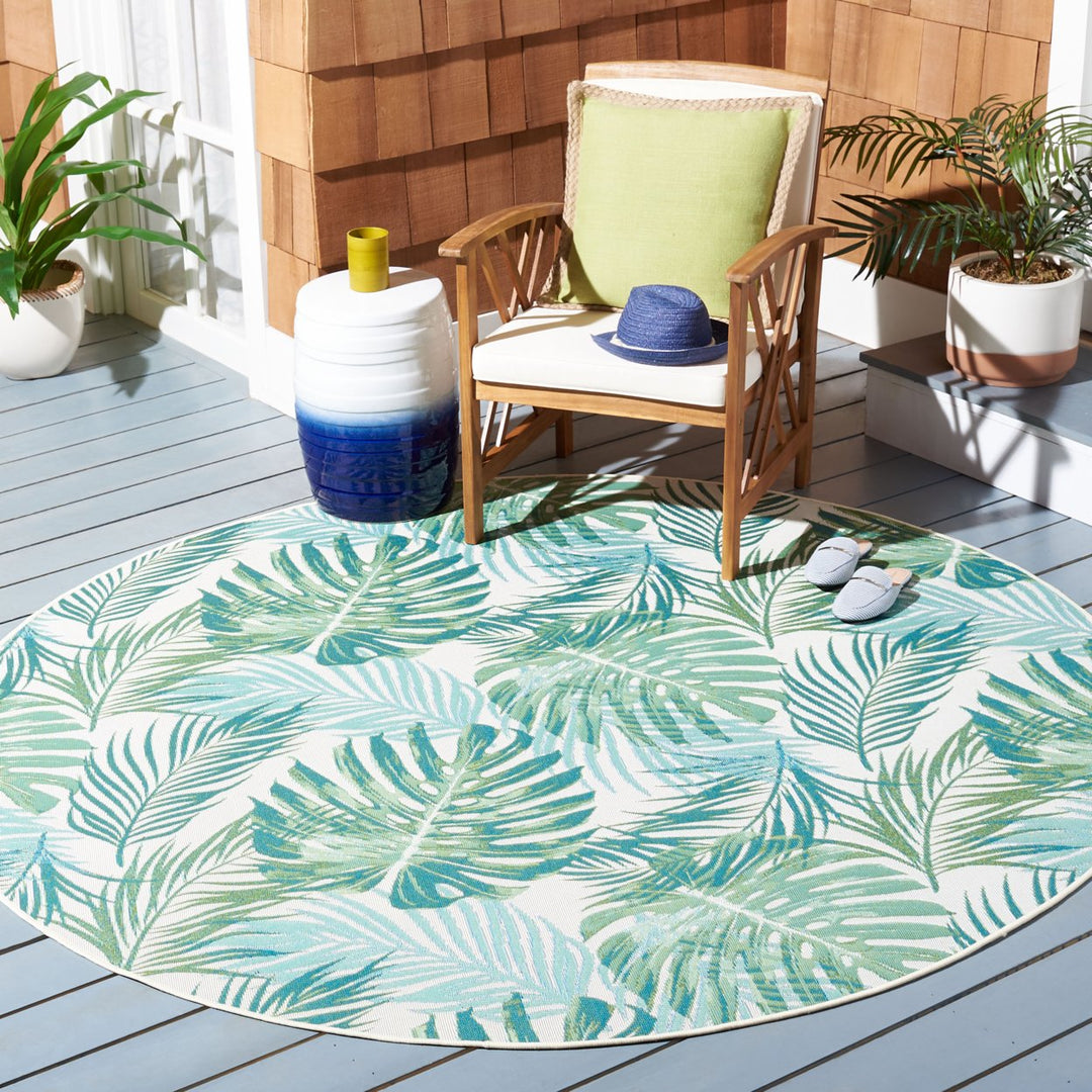 SAFAVIEH Outdoor BAR592X Barbados Collection Green / Teal Rug Image 2