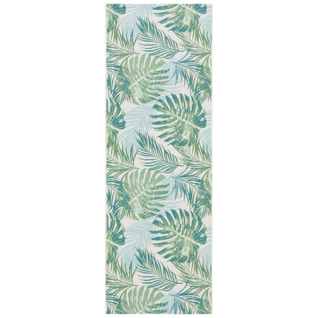 SAFAVIEH Outdoor BAR592X Barbados Collection Green / Teal Rug Image 5