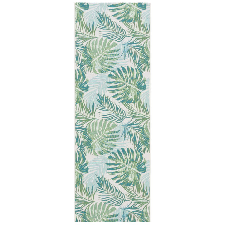 SAFAVIEH Outdoor BAR592X Barbados Collection Green / Teal Rug Image 1