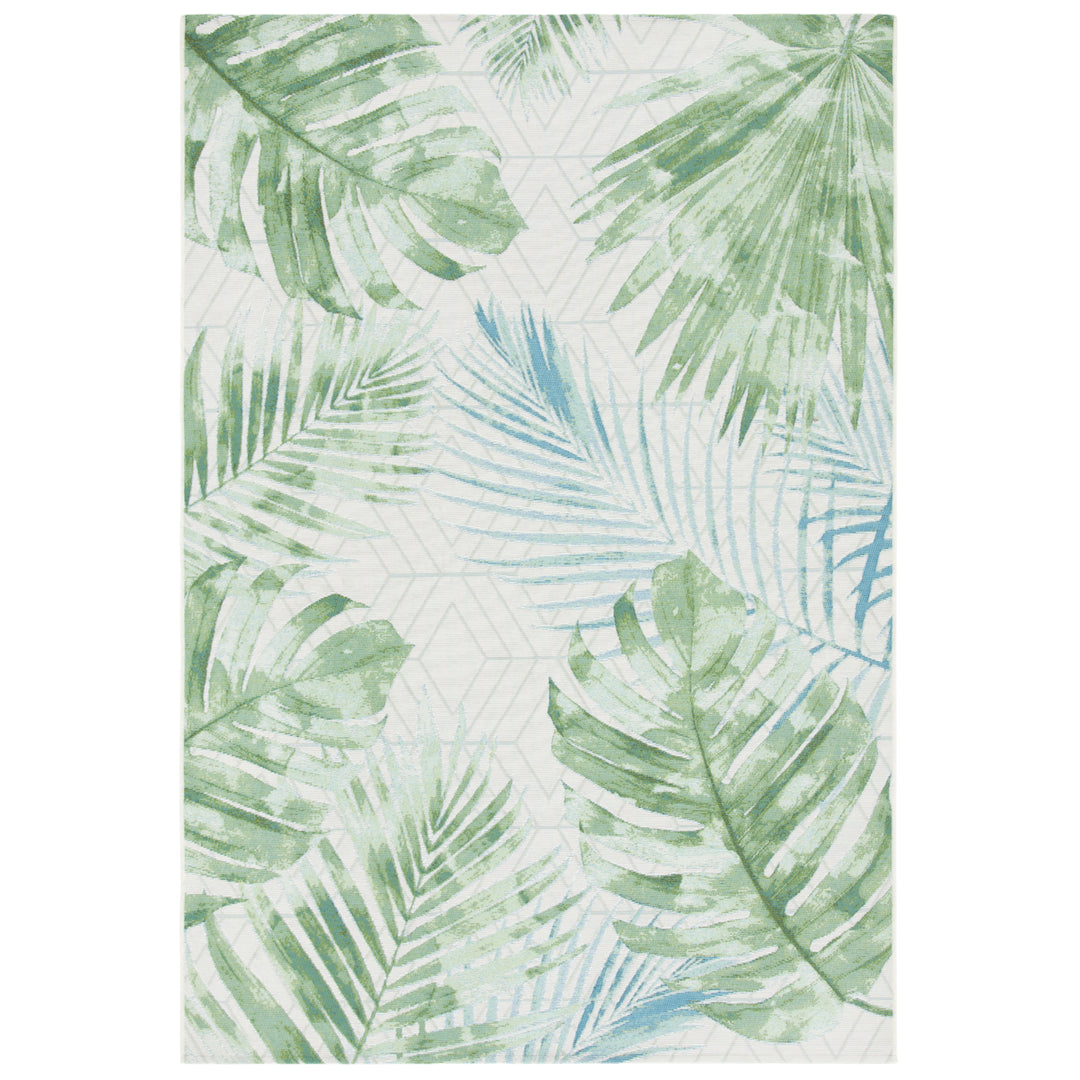 SAFAVIEH Outdoor BAR590X Barbados Collection Green / Teal Rug Image 3