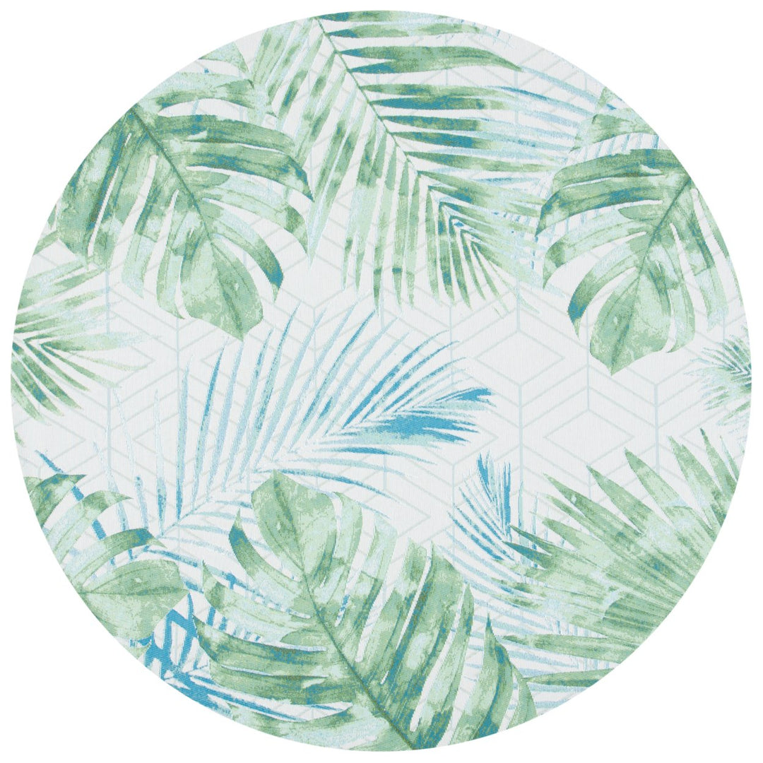 SAFAVIEH Outdoor BAR590X Barbados Collection Green / Teal Rug Image 4