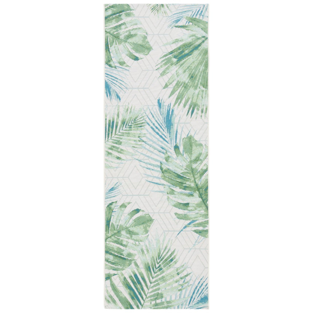 SAFAVIEH Outdoor BAR590X Barbados Collection Green / Teal Rug Image 1