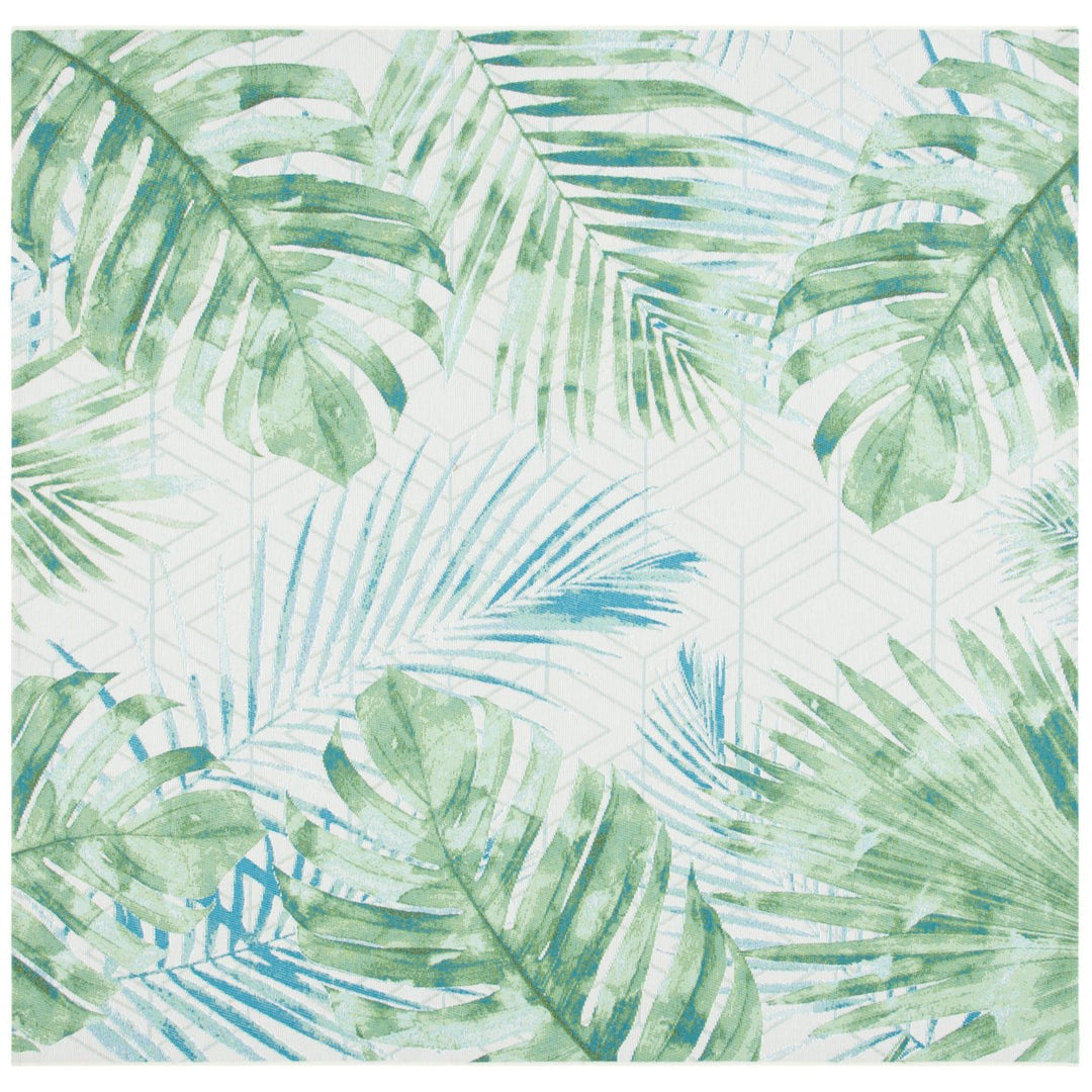 SAFAVIEH Outdoor BAR590X Barbados Collection Green / Teal Rug Image 6