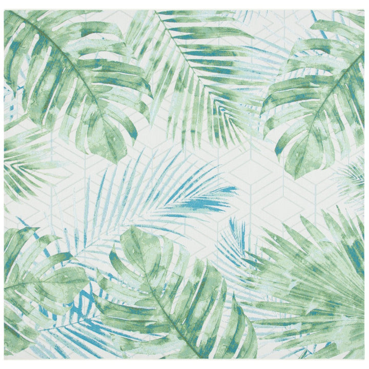 SAFAVIEH Outdoor BAR590X Barbados Collection Green / Teal Rug Image 1