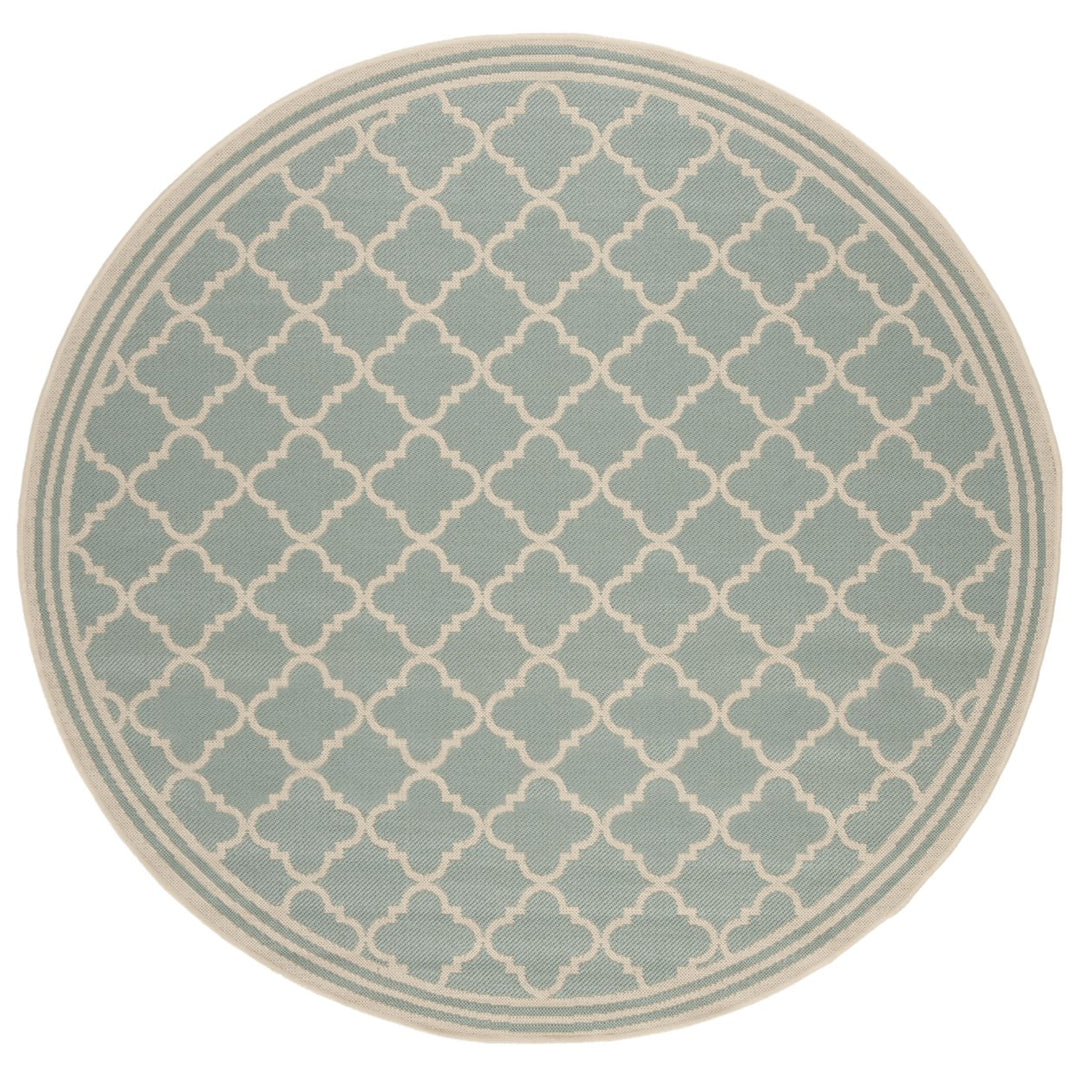 SAFAVIEH Indoor Outdoor BHS121K Beach House Aqua / Cream Rug Image 1