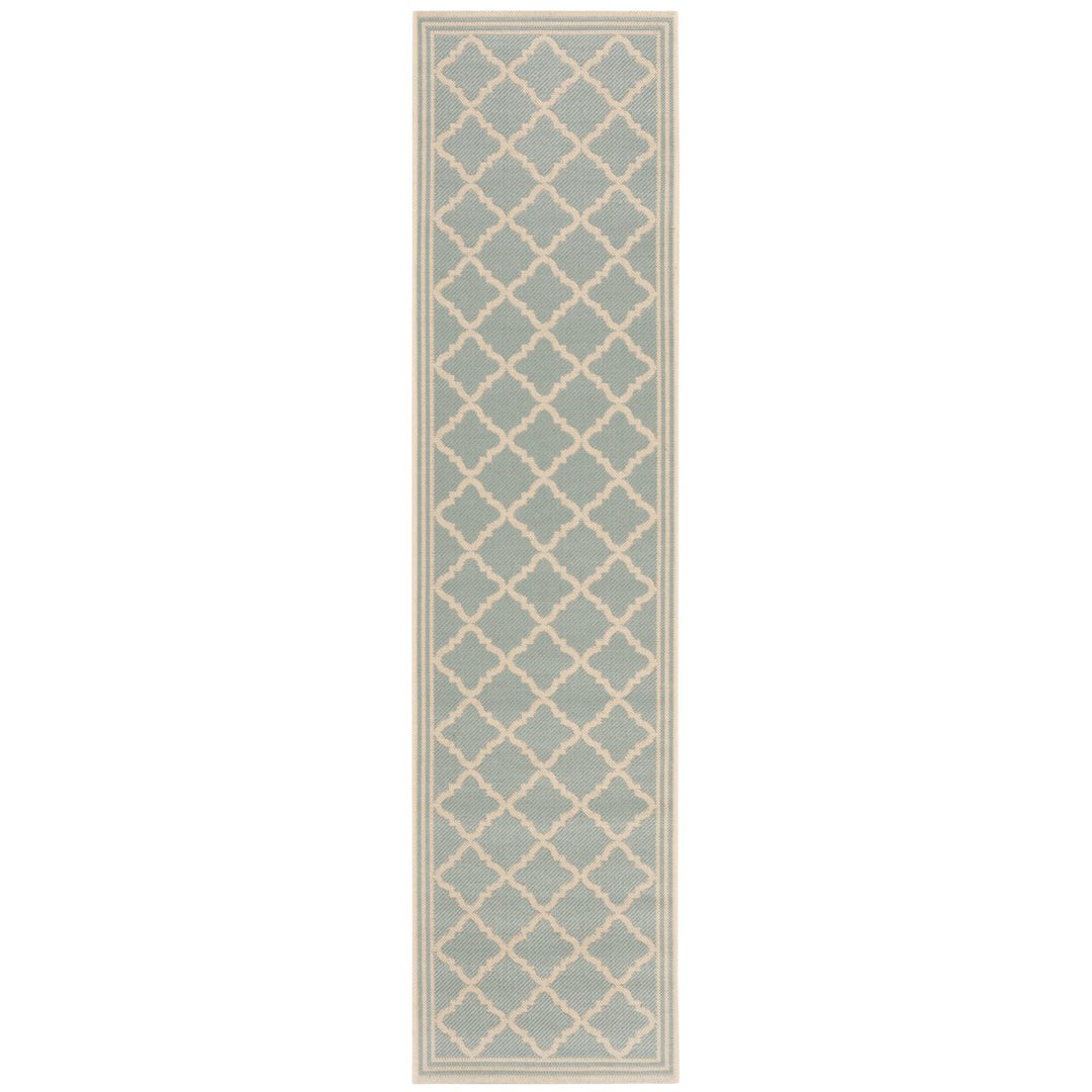 SAFAVIEH Indoor Outdoor BHS121K Beach House Aqua / Cream Rug Image 1