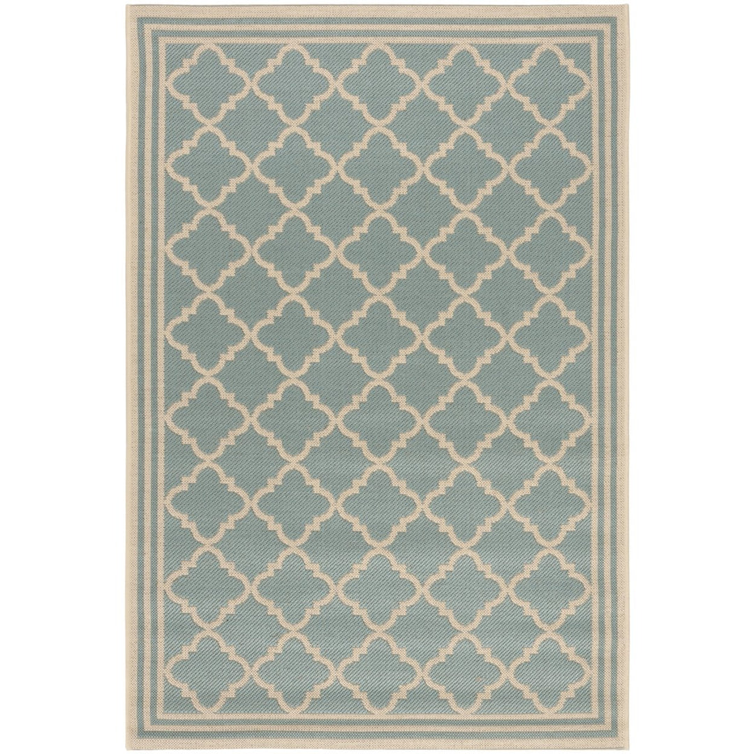 SAFAVIEH Indoor Outdoor BHS121K Beach House Aqua / Cream Rug Image 1