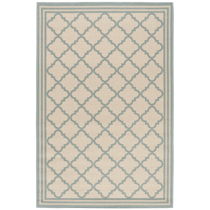 SAFAVIEH Indoor Outdoor BHS121L Beach House Cream / Aqua Rug Image 1