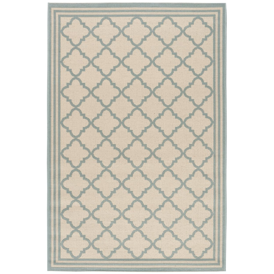 SAFAVIEH Indoor Outdoor BHS121L Beach House Cream / Aqua Rug Image 1