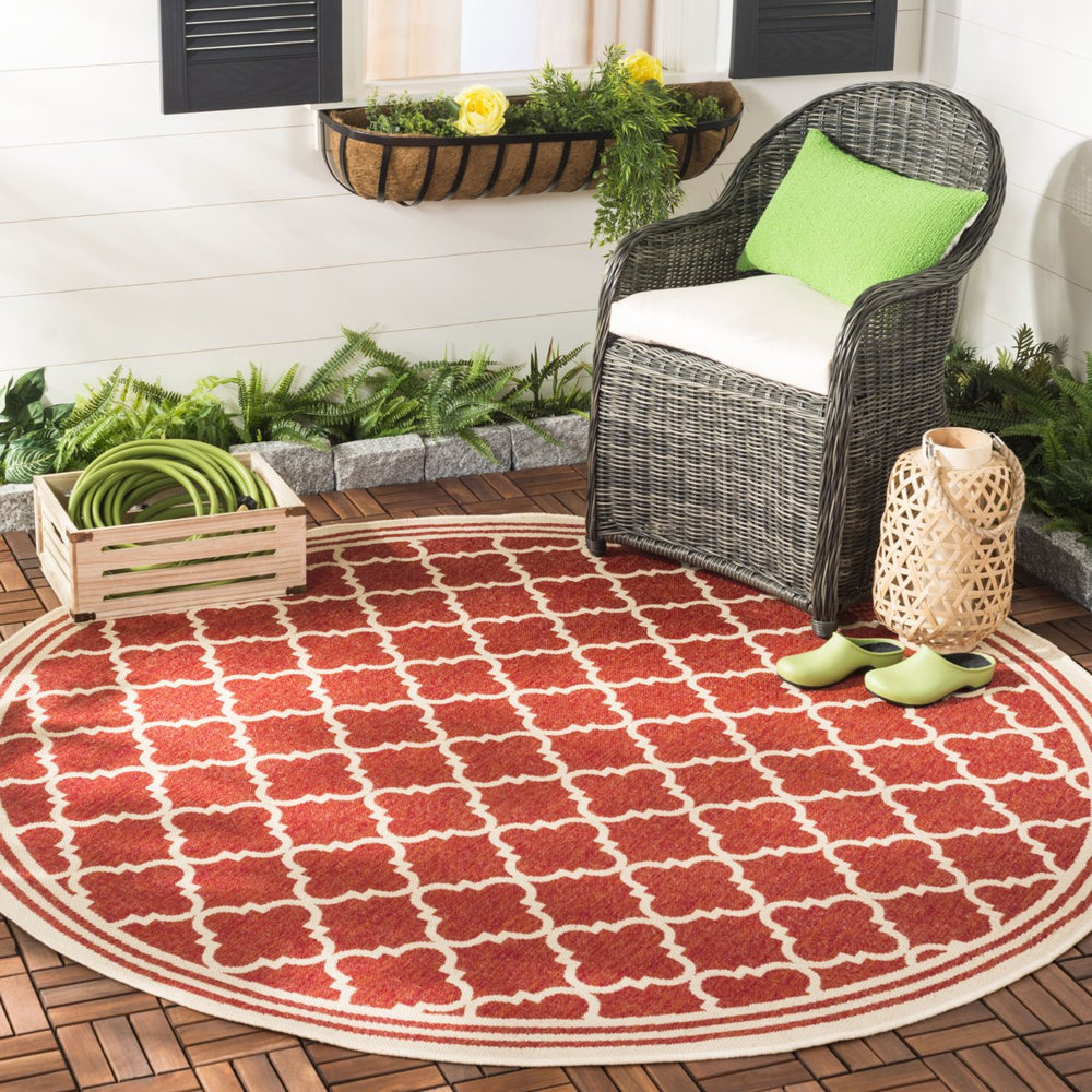 SAFAVIEH Indoor Outdoor BHS121Q Beach House Red / Creme Rug Image 2