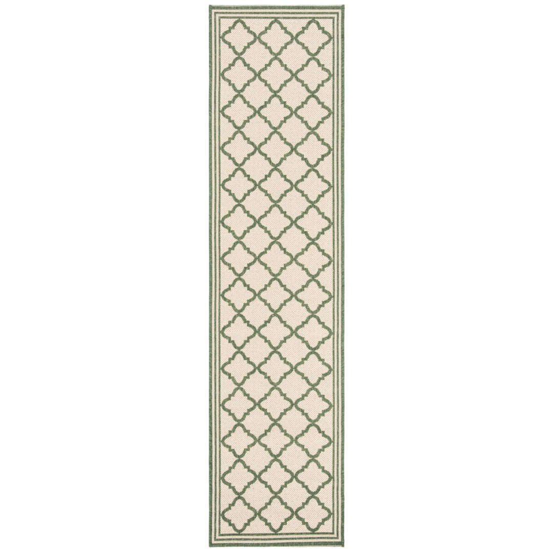 SAFAVIEH Indoor Outdoor BHS121W Beach House Cream / Green Rug Image 1