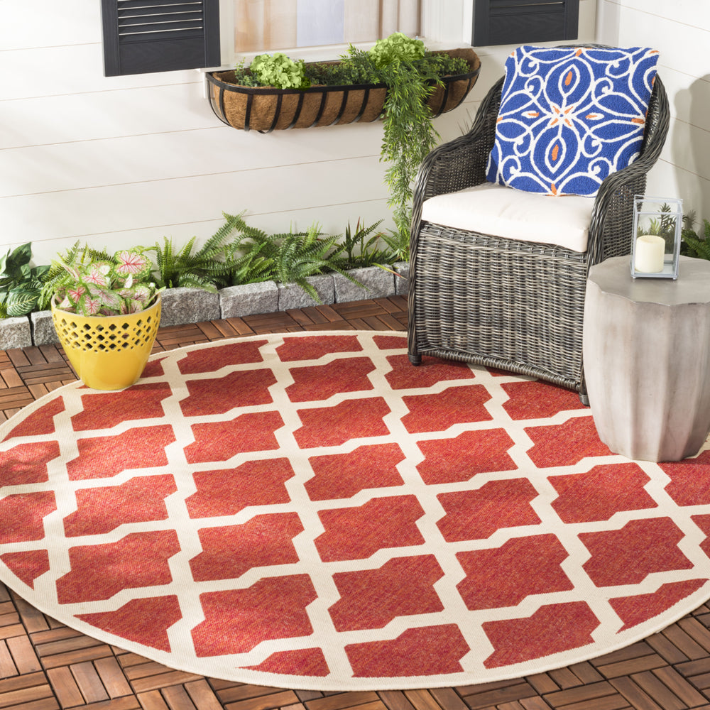 SAFAVIEH Indoor Outdoor BHS122Q Beach House Red / Creme Rug Image 2