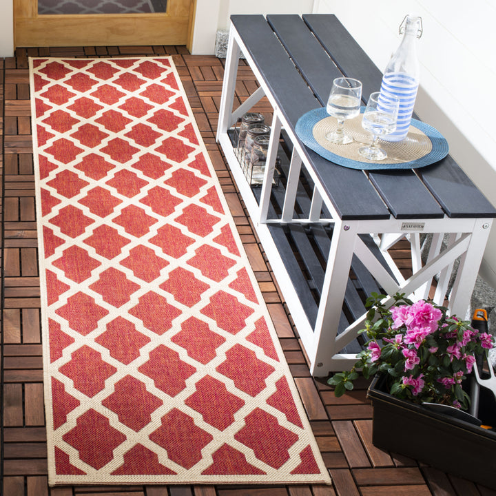 SAFAVIEH Indoor Outdoor BHS122Q Beach House Red / Creme Rug Image 3