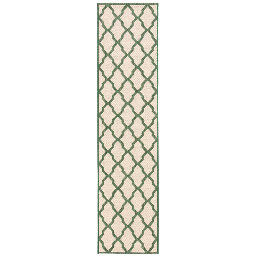 SAFAVIEH Indoor Outdoor BHS122W Beach House Cream / Green Rug Image 1