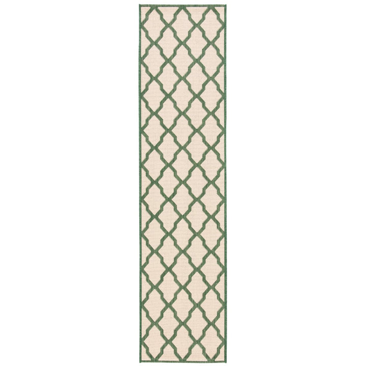 SAFAVIEH Indoor Outdoor BHS122W Beach House Cream / Green Rug Image 1