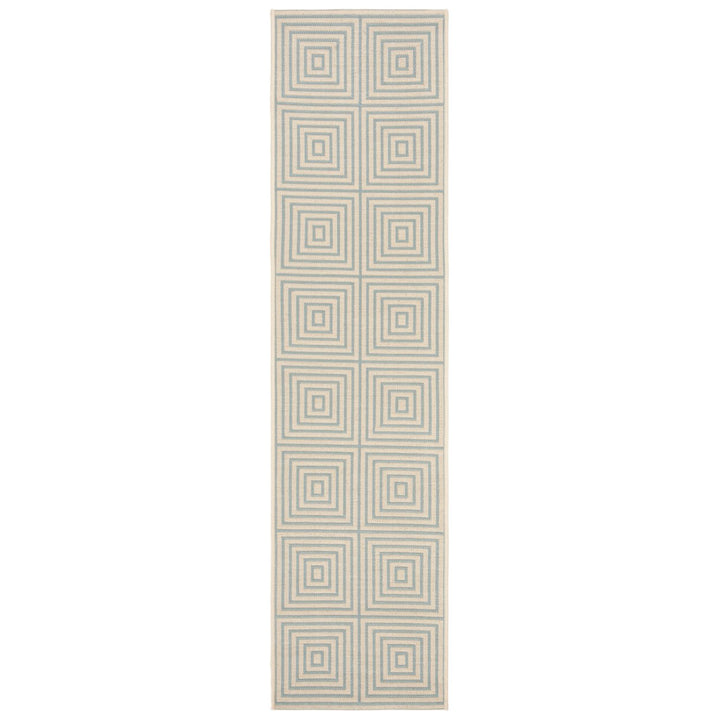 SAFAVIEH Indoor Outdoor BHS123L Beach House Cream / Aqua Rug Image 1