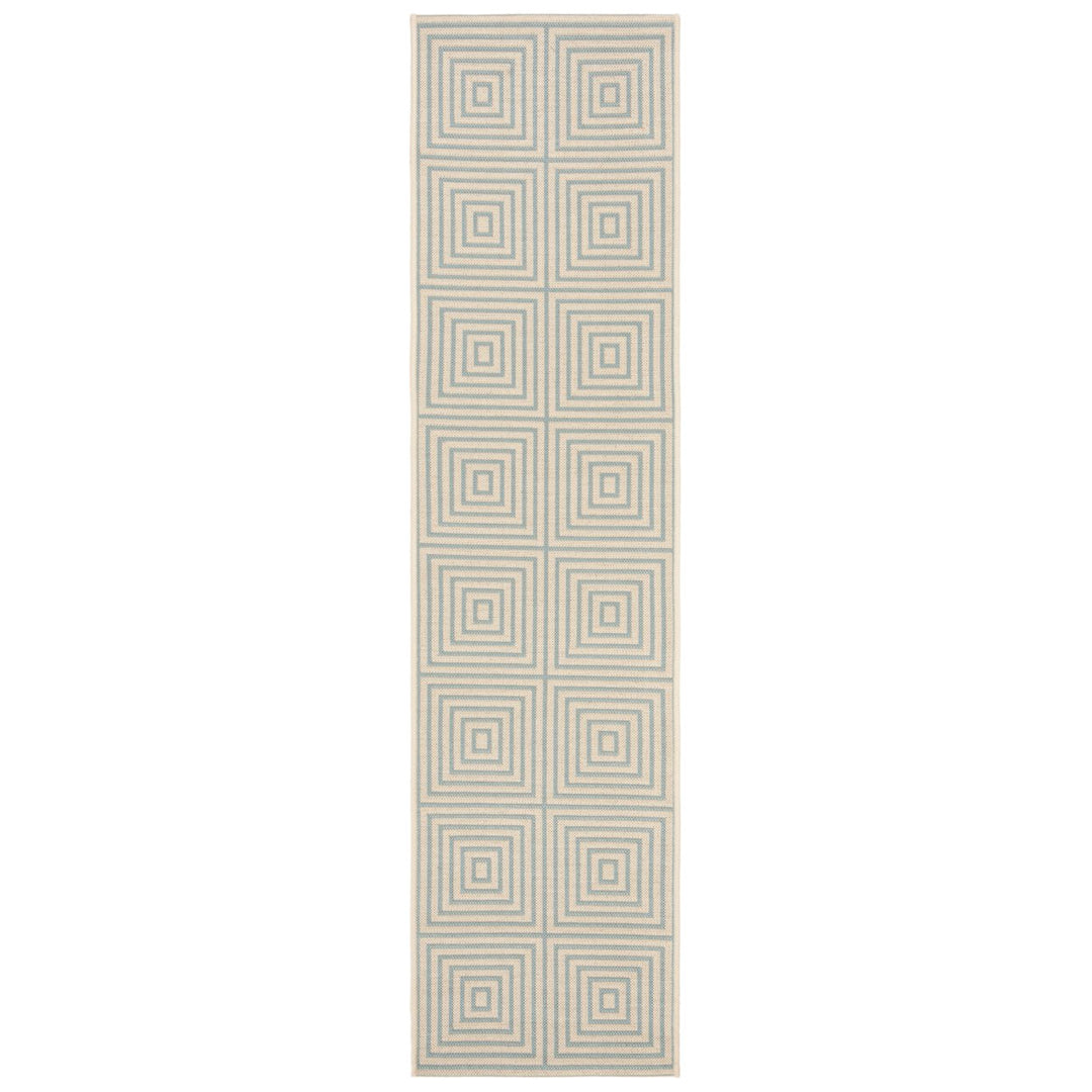 SAFAVIEH Indoor Outdoor BHS123L Beach House Cream / Aqua Rug Image 1