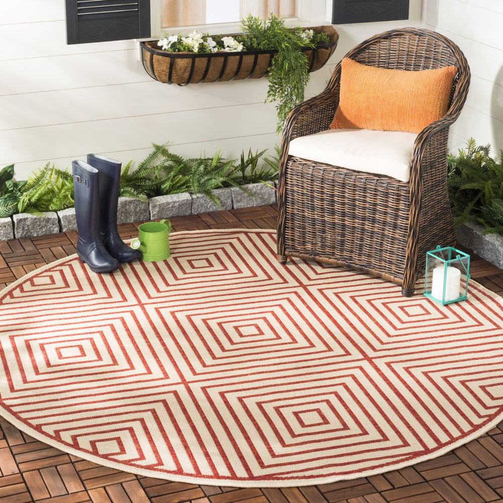 SAFAVIEH Indoor Outdoor BHS123Q Beach House Red / Creme Rug Image 2