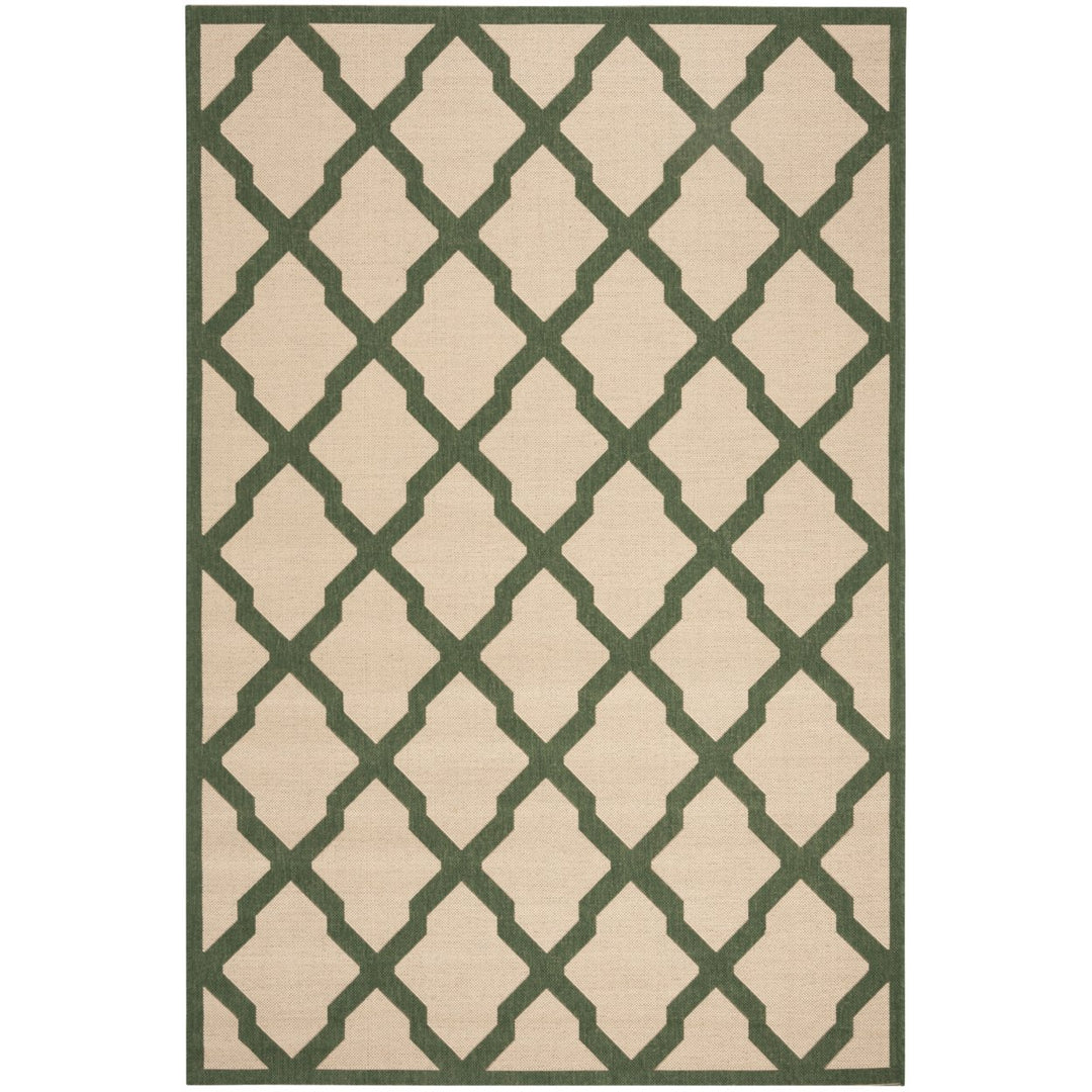 SAFAVIEH Indoor Outdoor BHS122W Beach House Cream / Green Rug Image 1