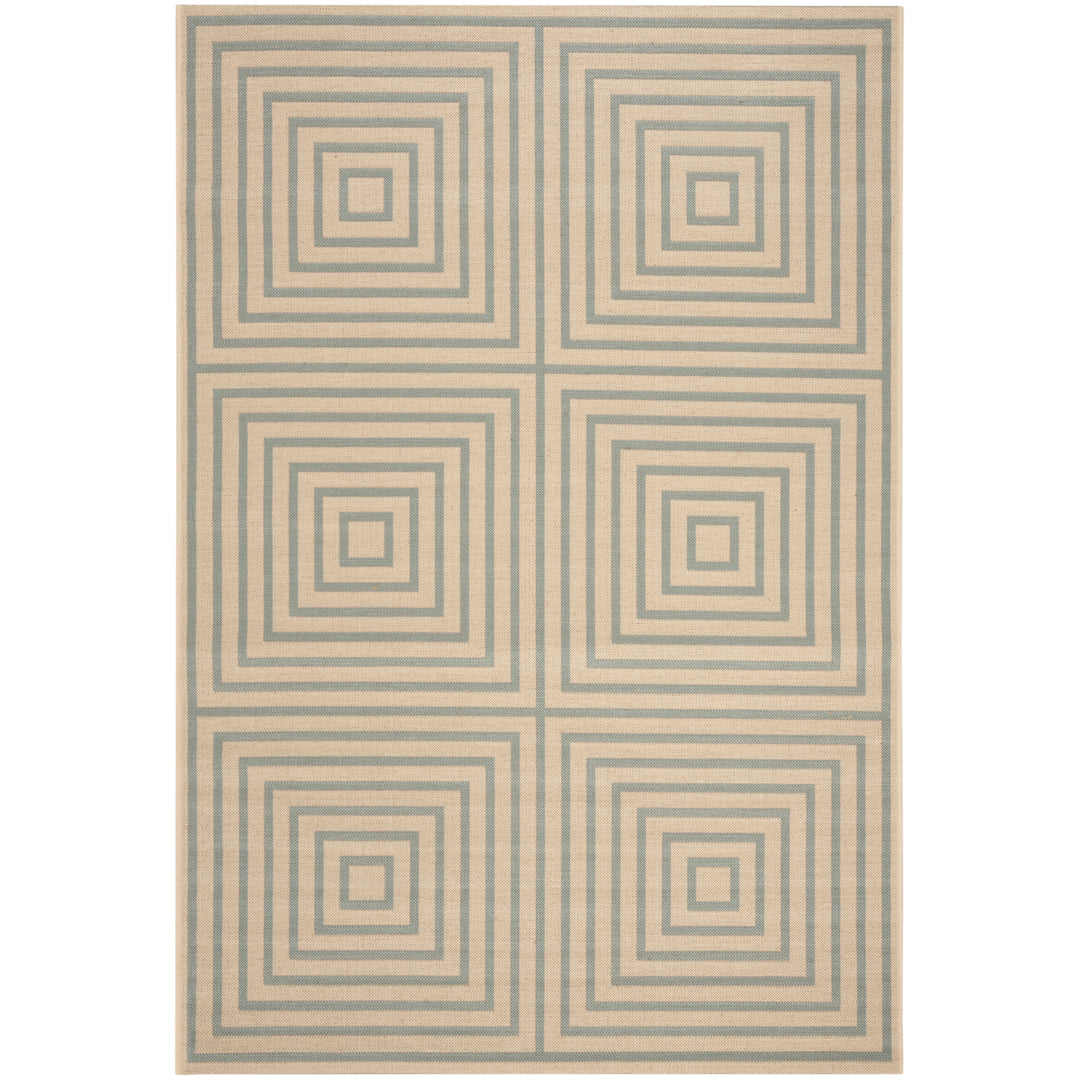 SAFAVIEH Indoor Outdoor BHS123L Beach House Cream / Aqua Rug Image 1