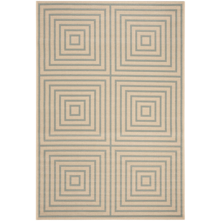 SAFAVIEH Indoor Outdoor BHS123L Beach House Cream / Aqua Rug Image 1