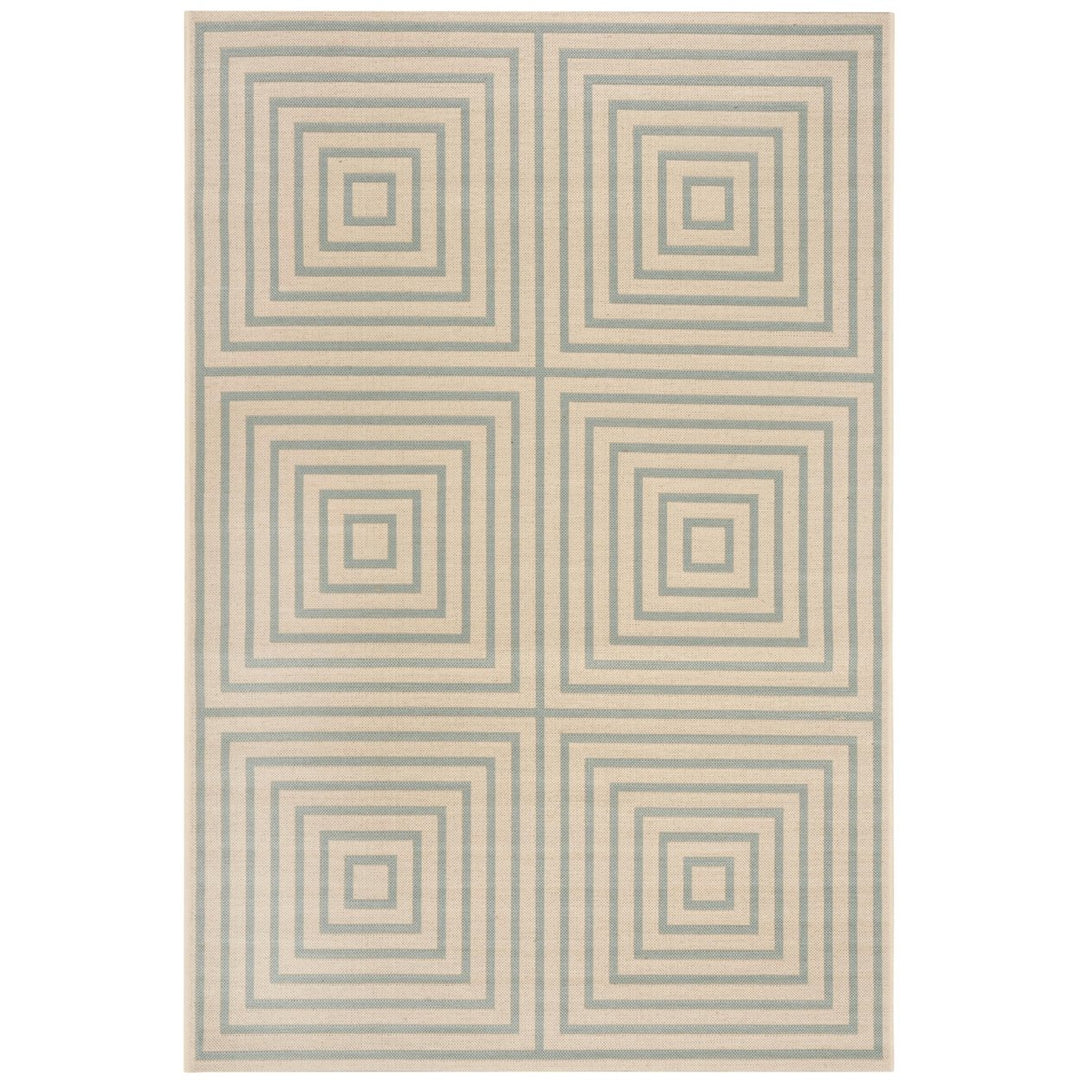 SAFAVIEH Indoor Outdoor BHS123L Beach House Cream / Aqua Rug Image 1