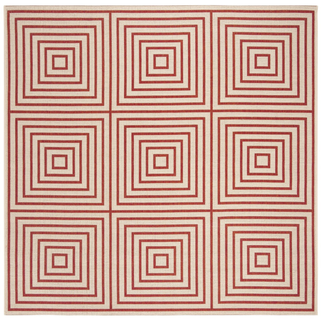 SAFAVIEH Indoor Outdoor BHS123Q Beach House Red / Creme Rug Image 7