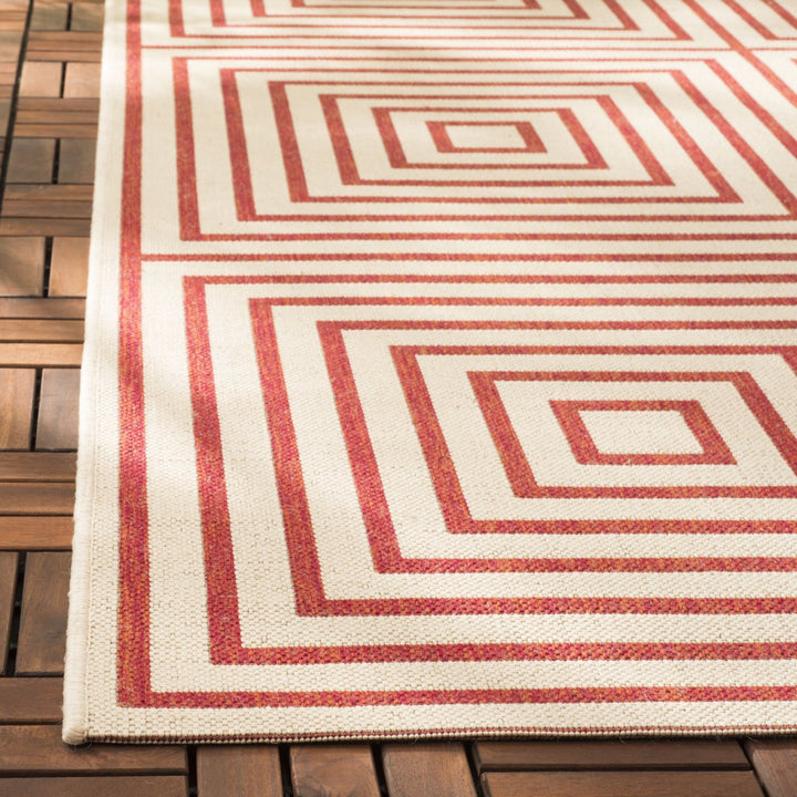 SAFAVIEH Indoor Outdoor BHS123Q Beach House Red / Creme Rug Image 8
