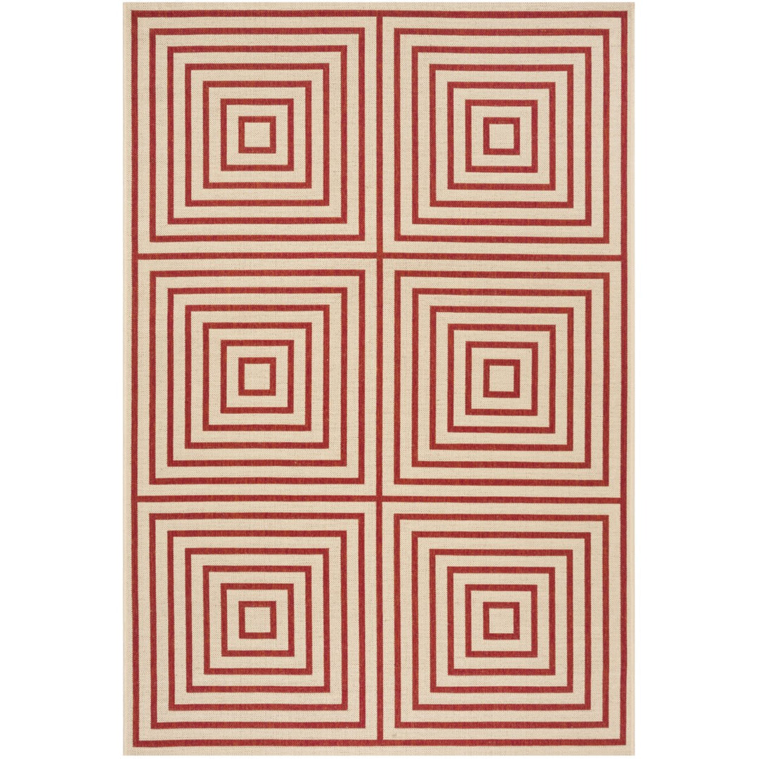 SAFAVIEH Indoor Outdoor BHS123Q Beach House Red / Creme Rug Image 1