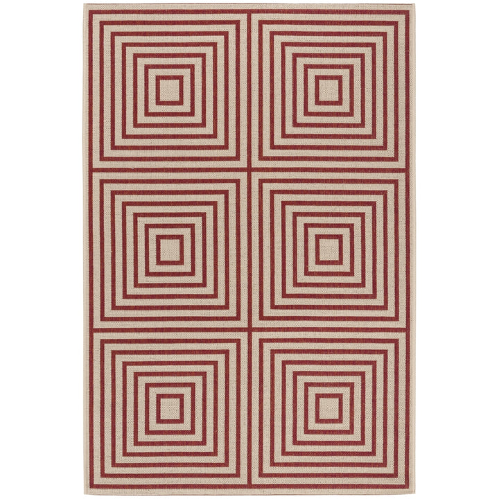 SAFAVIEH Indoor Outdoor BHS123Q Beach House Red / Creme Rug Image 11