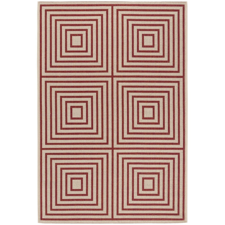 SAFAVIEH Indoor Outdoor BHS123Q Beach House Red / Creme Rug Image 1