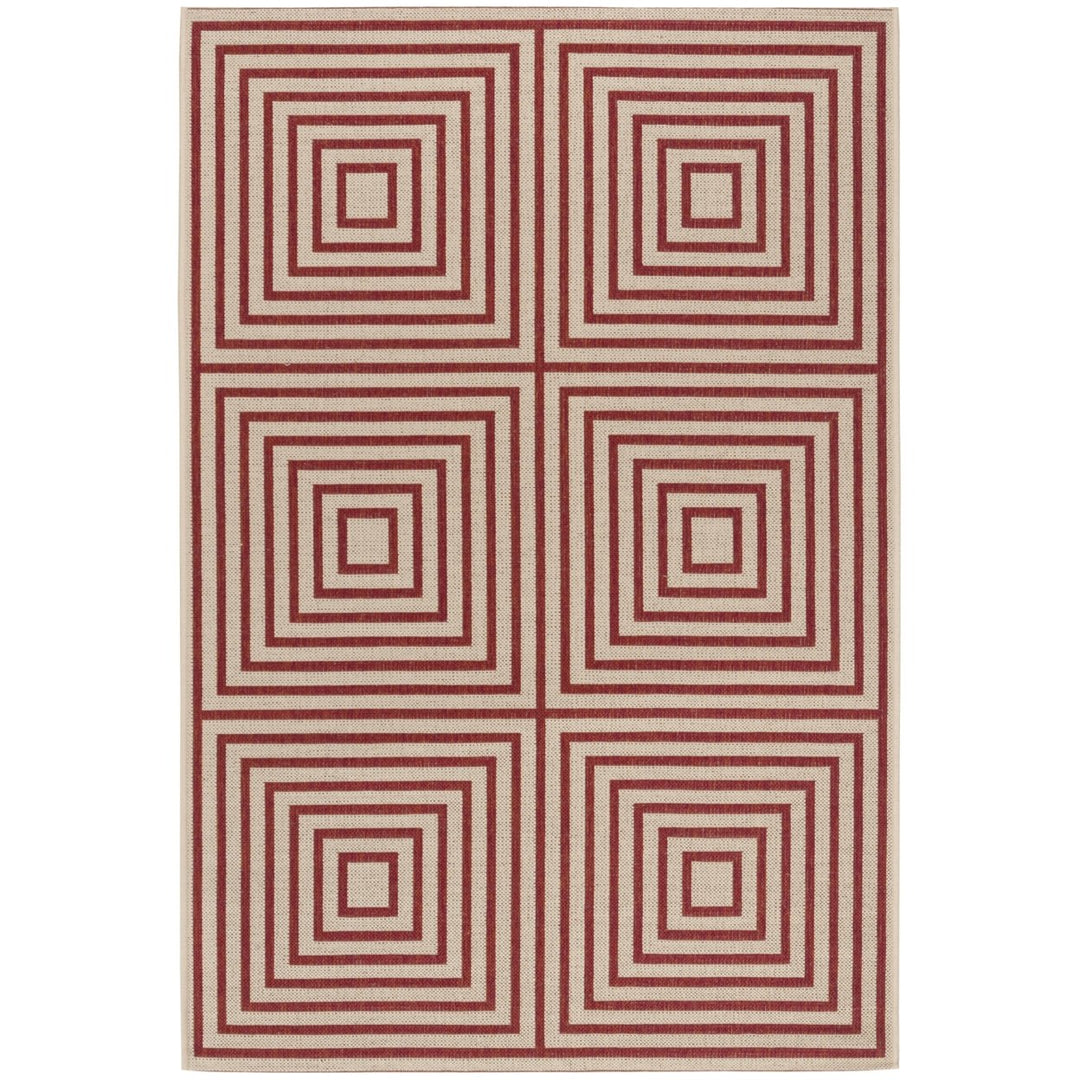 SAFAVIEH Indoor Outdoor BHS123Q Beach House Red / Creme Rug Image 1