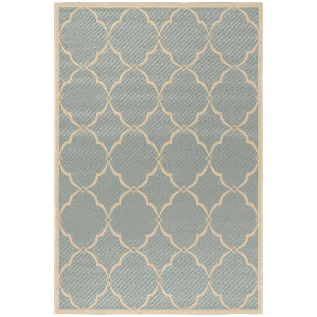 SAFAVIEH Indoor Outdoor BHS125K Beach House Aqua / Cream Rug Image 1