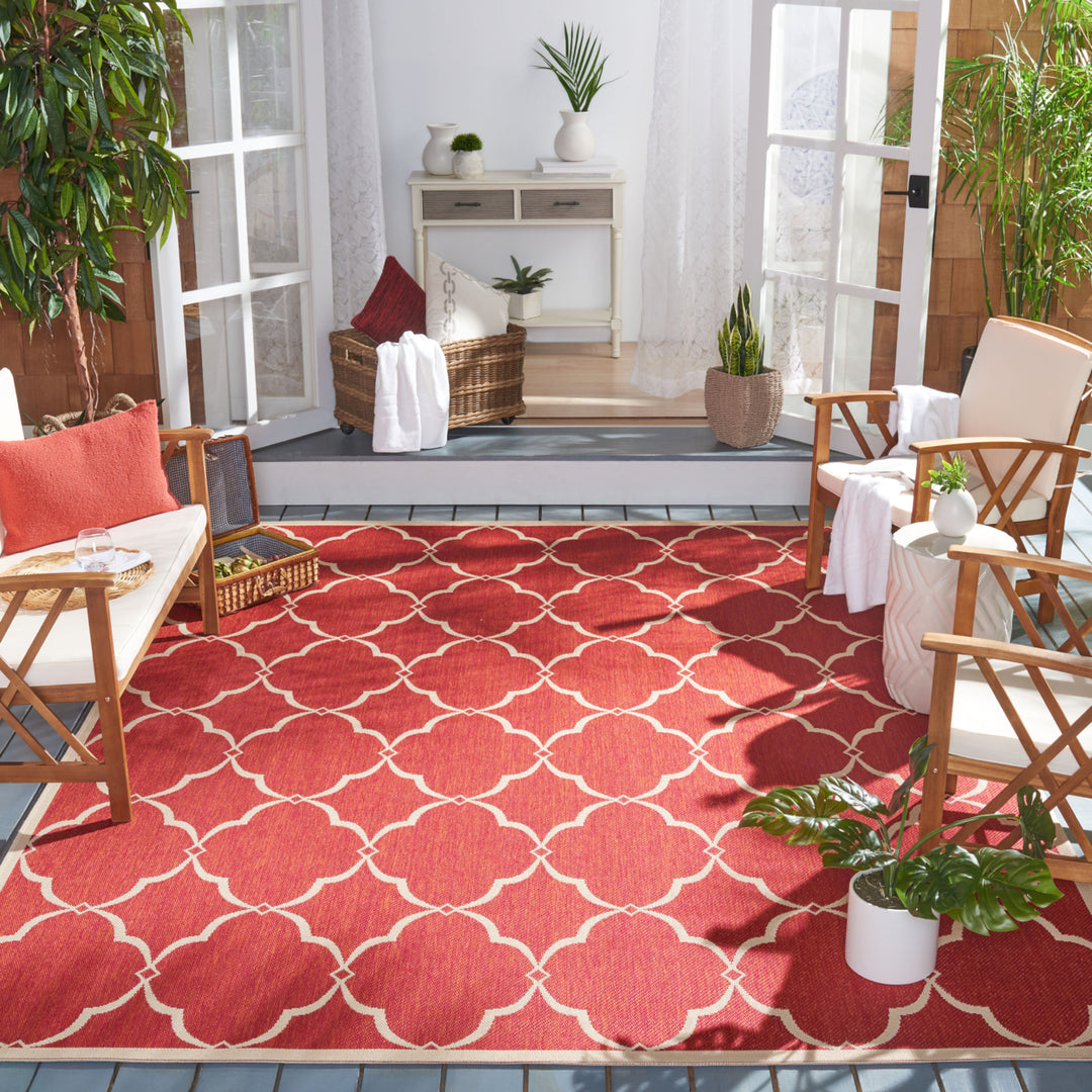 SAFAVIEH Indoor Outdoor BHS125Q Beach House Red / Creme Rug Image 11