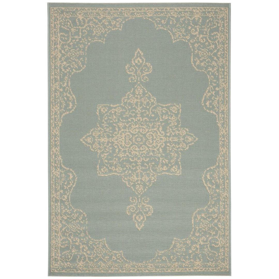 SAFAVIEH Indoor Outdoor BHS180L Beach House Cream / Aqua Rug Image 1