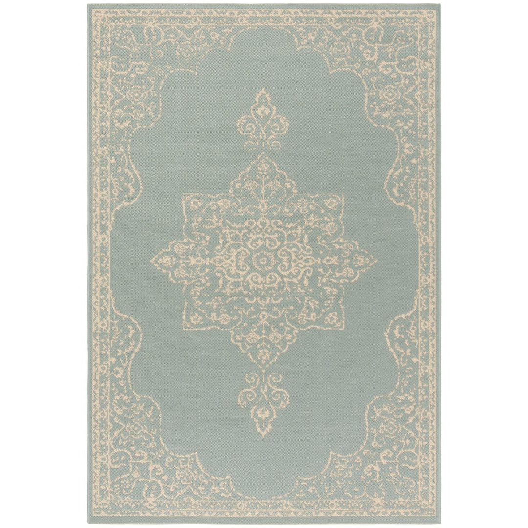 SAFAVIEH Indoor Outdoor BHS180L Beach House Cream / Aqua Rug Image 1