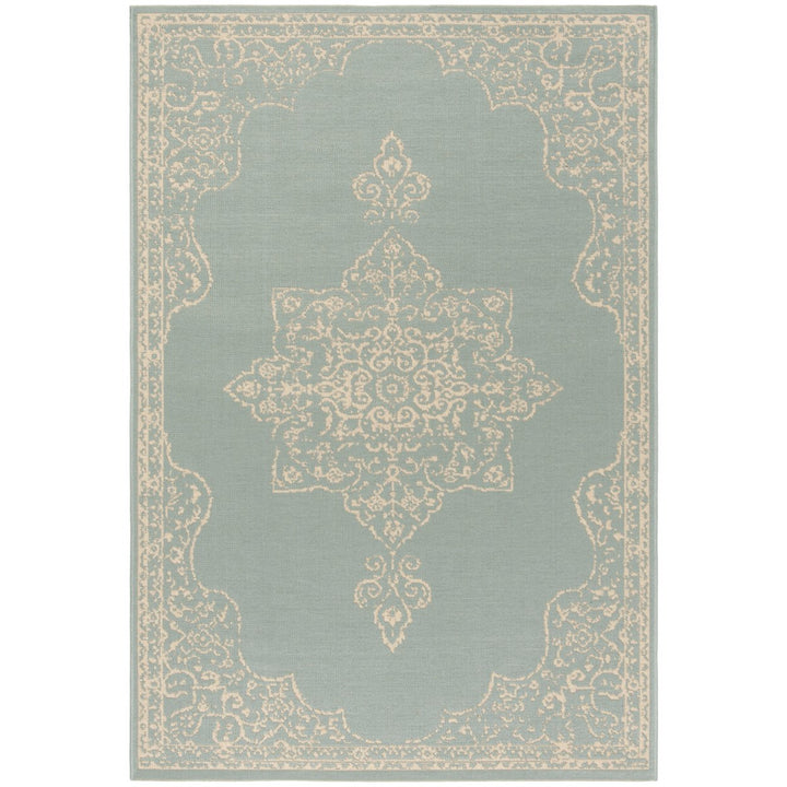 SAFAVIEH Indoor Outdoor BHS180L Beach House Cream / Aqua Rug Image 1