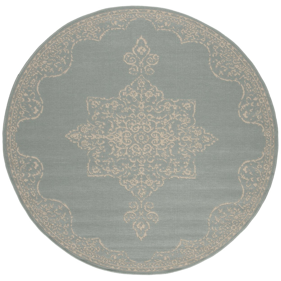 SAFAVIEH Indoor Outdoor BHS180L Beach House Cream / Aqua Rug Image 1