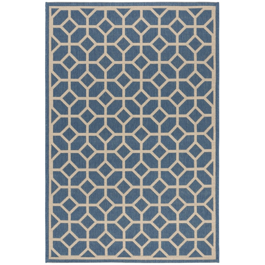 SAFAVIEH Indoor Outdoor BHS127M Beach House Blue / Creme Rug Image 1